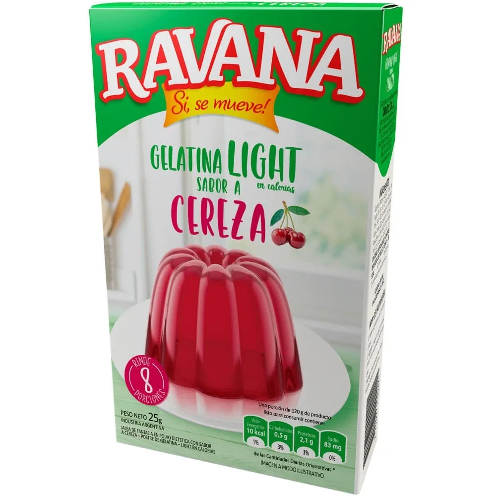Postre Gelatina Ravana Cereza light 25 g