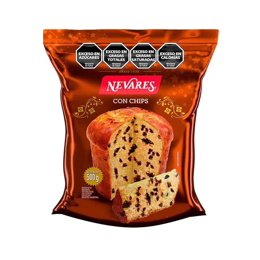 Fiestas Pan dulce Nevares Con Chips 500 g