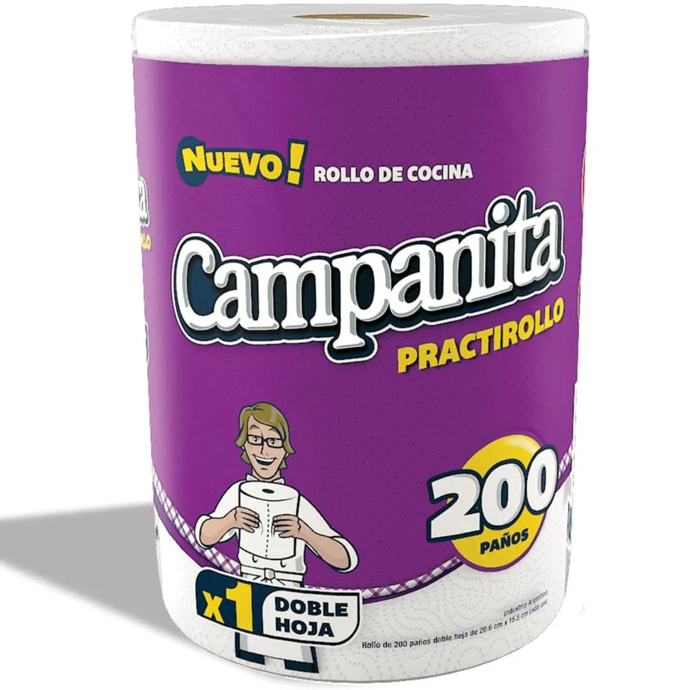 Papel De Cocina Campanita X Practirrollo X 200 Paños