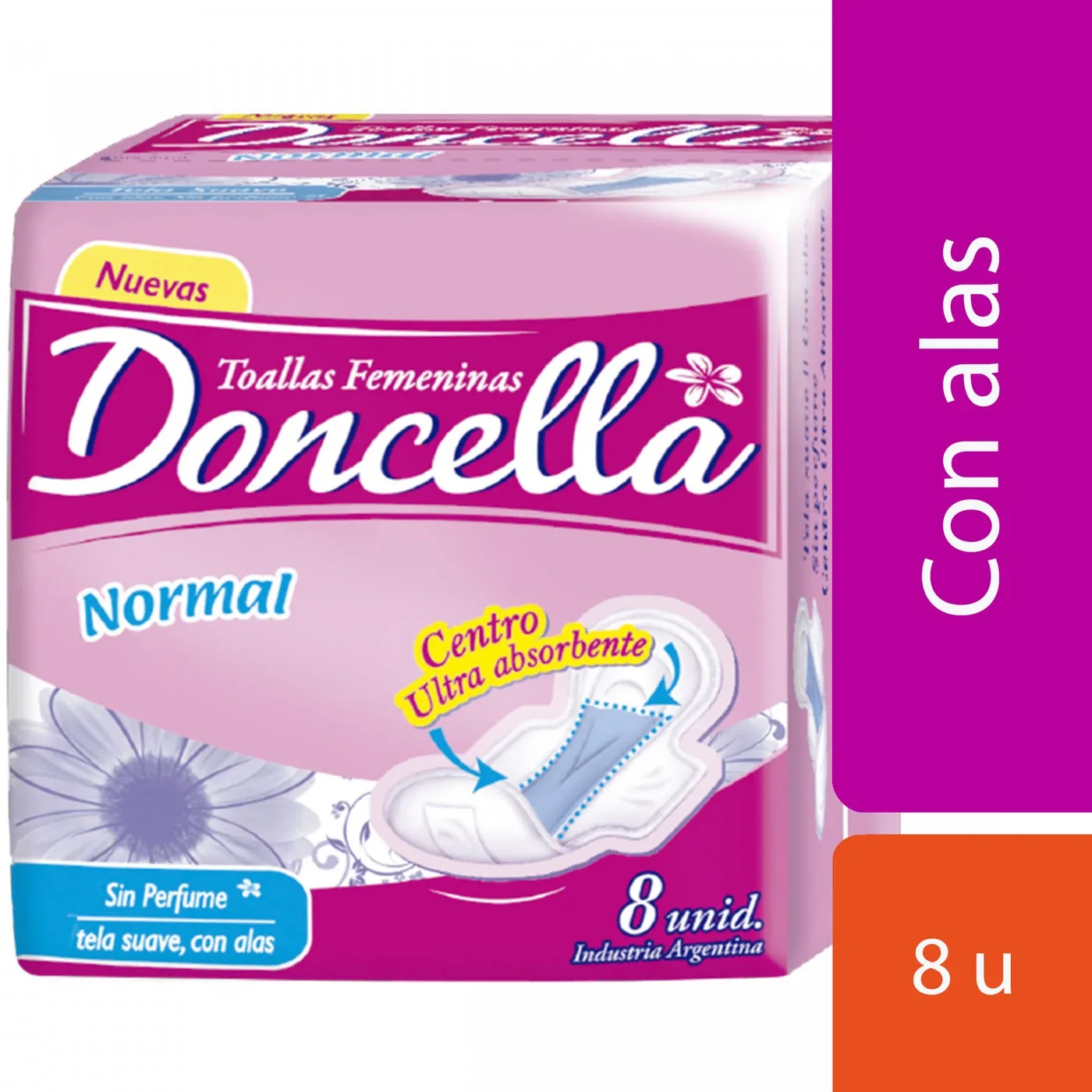 Toallas Femeninas Doncella 50x  1 U X Normal  Con Alas Sin Perfume 8...