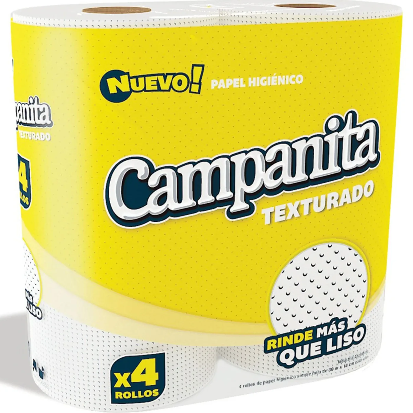 Papel higiénico campanita 4x   texturado 4 rollos x 30 m hoja simple - unidad