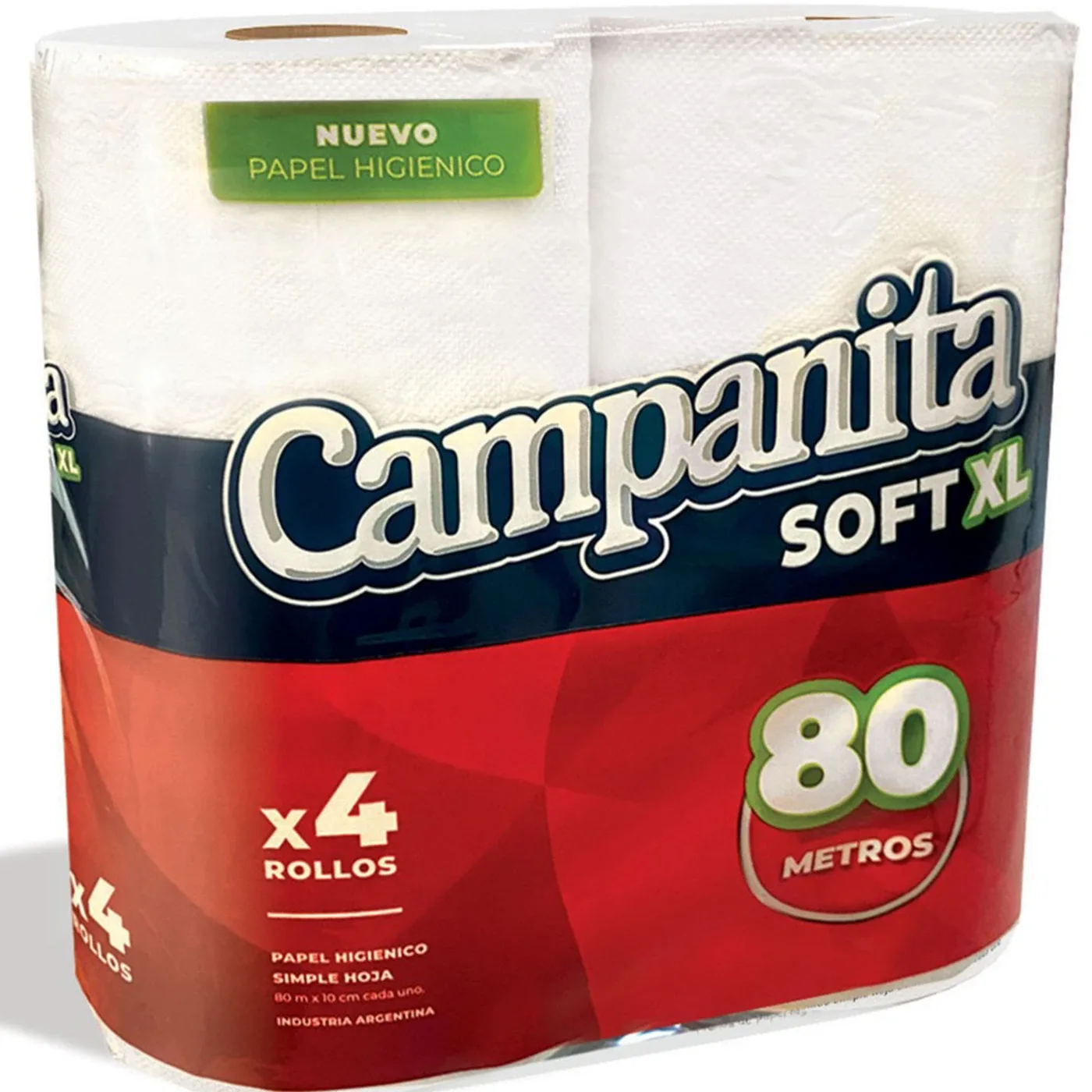Papel higiénico campanita x   soft 4 rollos x 80 m - unidad