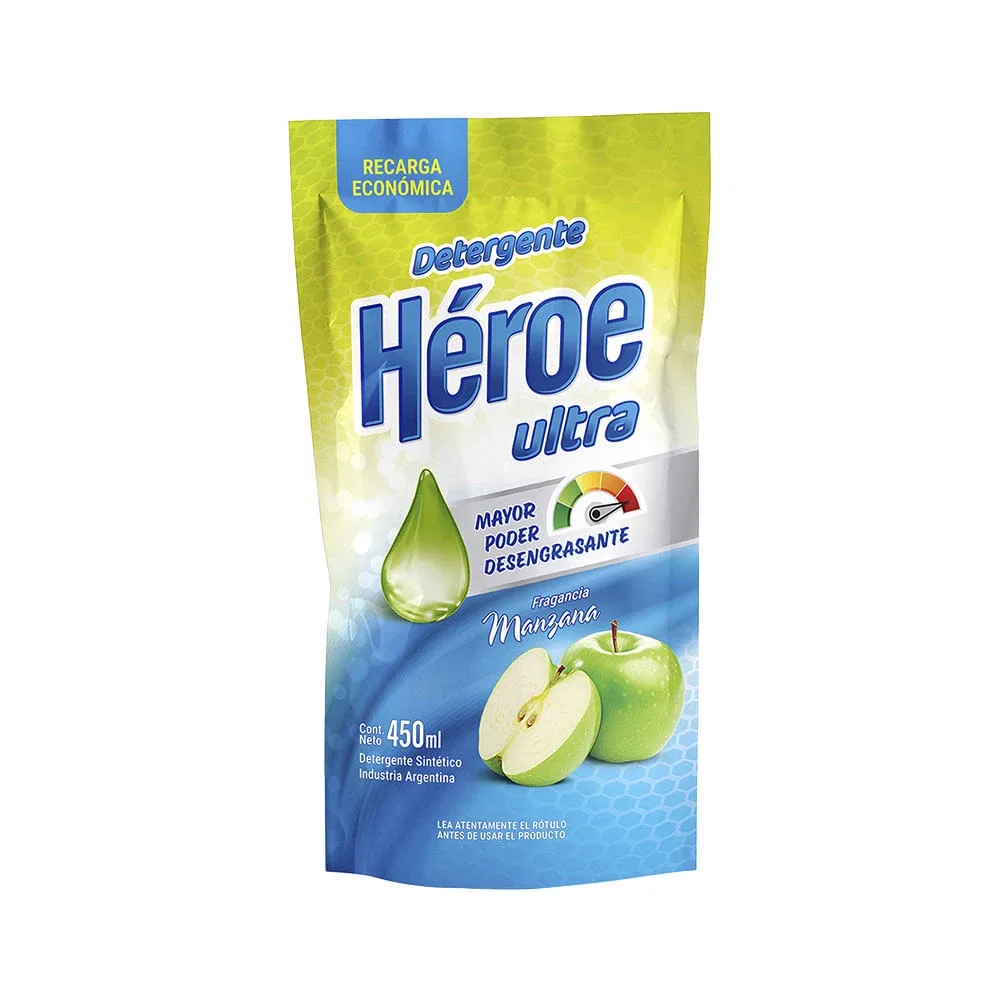 Detergente Héroe X  1 Manzana Doypack 450 Ml - Unidad